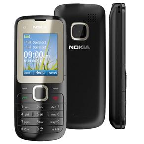 Celular Desbloqueado Nokia C2-00 Preto Dual Chip c/ Câmera VGA, Rádio FM, MP3, Bluetooth e Fone de Ouvido