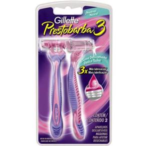 Barbeador Descartável Gillette Prestobarba 3 Feminino c/ 2 Unidades 