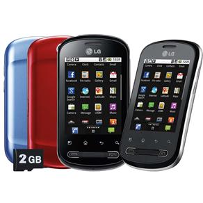 Celular Desbloqueado Claro LG Optimus P350 Prata/Preto Android c/ Câm. 3MP, Wi-Fi, GPS, FM, MP3, Touch Screen, Fone, Cartão 2GB e 3 Capas Traseiras