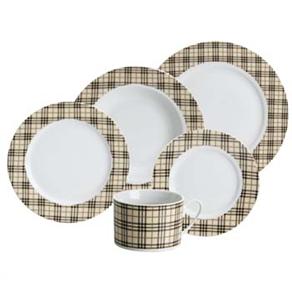 Aparelho de Jantar e Chá Inova Xadrez D152418 p/ 8 Pessoas - 40 Peças