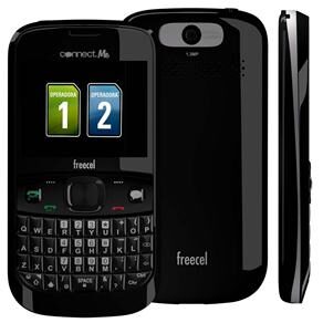 Celular Desbloqueado Freecel Connect.Me Preto Dual Chip c/ Teclado Qwerty, Câmera 1.3 MP, MP3, Rádio FM, Bluetooth e Fone de Ouvido