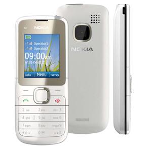 Celular Desbloqueado Claro Nokia C2-00 Branco Dual Chip c/ Câmera VGA, Rádio FM, MP3, Bluetooth e Fone de Ouvido