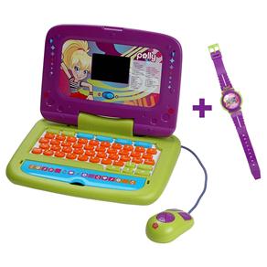 Laptop Trilíngue Candide Polly - 48 atividades + Relógio Digital Polly 2727 - Roxo e Verde