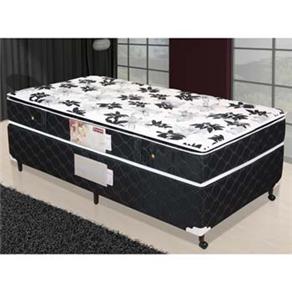 Conjunto Cama Box + Colchão Solteiro Paropas Sleeping Black Uniface com Pillow e Molas Bonnel 24x88x188cm - Preto