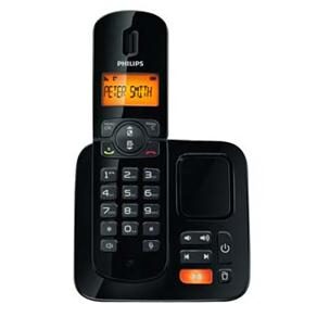 Telefone s/ Fio Philips CD1861B Preto c/ Secretária Eletrônica, Display Iluminado, Id. Chamadas e Viva-voz