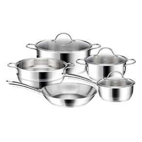 Conjunto de Panelas Rochedo Elegance Glass Aço Inox - 5 Peças