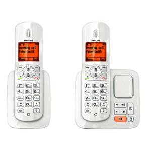 Telefone s/ Fio Philips CD2852W Branco c/ Display Iluminado, Id. Chamadas, Secretária Eletrônica e Viva-voz + Ramal