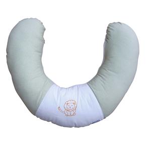Almofada para Amamentação Meia-Lua Tribeca com Animais Pintados à Mão - Verde/Branco