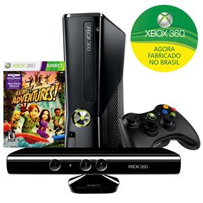 Console Microsoft Xbox 360 com 4GB de Memória + Kinect + Jogo Kinect Adventures - X360 