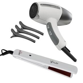 Kit GA.MA Italy Attiva Prancha Ceramic Tourmaline + Secador 160 ACC 1.600 W  - Branco