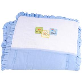 Capa para Carrinho Papi com Veículos Bordados - Azul/Branco