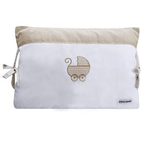 Almofada para Amamentação de Braço Tribeca com Carrinho de Bebê Bordado - Bege/Branco
