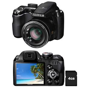 Câmera Digital Fujifilm FinePix S4000 c/ 14MP, LCD 3.0”, Zoom Óptico 30x, Vídeo HD, Estabilização e Foto Panorama e Detector de Face + Cartão SD 4GB 