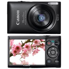 Câmera Digital Canon PowerShot ELPH 300 Preta c/ 12,1MP, LCD 2,7”, Zoom Óptico 5x, Vídeos Full HD, Estabilizador de imagem, Detector de Face e Sorriso