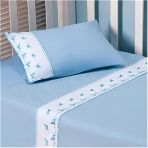 Jogo de cama Infantil Plumasul Baby Dreams 233 fios - Azul/Branco
