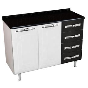 Balcão Colormaq Class Slim BT2P4GP com 2 Portas e 4 Gavetas - Branco/Preto