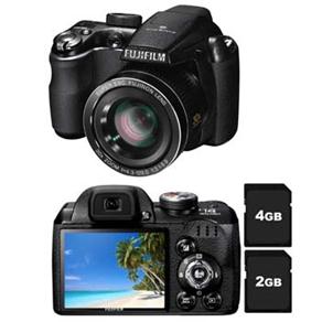 Câmera Digital Fujifilm FinePix S4000 c/ 14MP, LCD 3.0”, Zoom Óptico 30x, Vídeo HD,e Detector de Face + Cartão SD 4GB  + Cartão de Memória SD 2GB