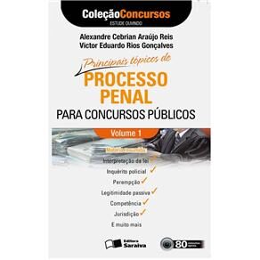 Livro-Processo Penal Para Concursos Públicos - Volume 1-Autores Alexandre Cebrian Araújo Reis Bueno e Victor Eduardo Rios Gonçalves - CD de Audiolivro