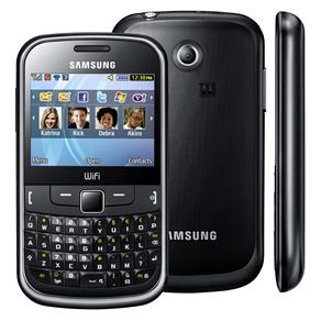 Celular Desbloqueado Samsung Ch@t 335 Metallic Black QWERTY, WI-FI, Câmera 2MP, Bluetooth, MP3, Rádio FM e Fone de Ouvido