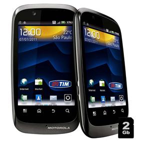 Celular Desbloqueado TIM Motorola Spice XT Grafite com Câmera 5MP, Android, Touch Screen, MP3, Rádio FM, 3G, GPS, Wi-Fi, Bluetooth, Fone e Cartão 2GB