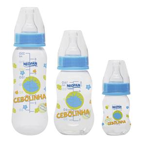Kit Mamadeiras Neopan Turma da Mônica / Bico de Silicone e Tampa Protetora Azul - 3 Peças