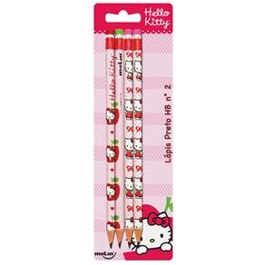 Lápis Preto Hello Kitty com Borracha Molin 21652 - 4 Unidades