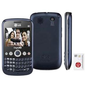 Celular Desbloqueado LG X350 Azul Dual Chip, QWERTY c/ Câmera 2MP, TV Digital, MP3, Rádio FM, Bluetooth e Fone de Ouvido + Chip Único Claro Pré-Pago
