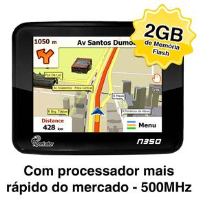 Navegador GPS Apontador N350 Tela TFT LCD 3,5" Touch Screen, Orientador por voz - Preto