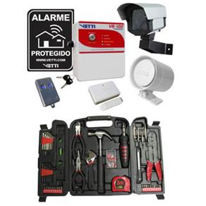 Kit de Alarme Vetti Instale Fácil s/ Fio VS-100 Standard c/ Sirene, Câmera Falsa e Controle Remoto + Maleta de Ferramentas Intech Machine - 129 Peças 