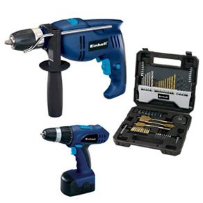 Furadeira de Impacto 1/2" Einhell BT-ID 550 E - 550W + Furadeira/Parafusadeira Einhell à Bateria - 14,4V + Conjunto de Brocas - 70 Peças