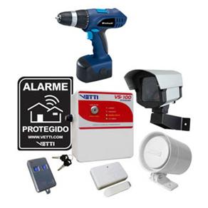 Kit de Alarme Vetti Instale Fácil s/ Fio VS-100 Standard + Furadeira/Parafusadeira Einhell à Bateria BT-CD 14,4 2B c/ Maleta - 14,4V