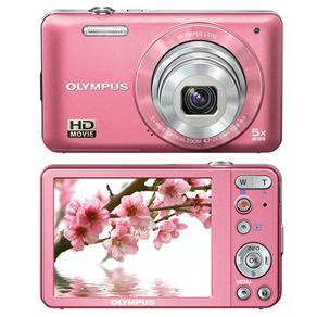 Câmera Digital Olympus VG-120 Rosa c/ 14 MP, Zoom Óptico 5x, LCD 3.0", Detecção de Faces e Pictbridge