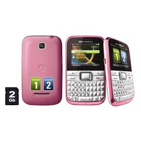 Celular Desbloqueado Claro Motorola EX109 Motokey Mini Rosa com Câmera 2MP, Dual Chip, Mp3, FM, Bluetooth, Fone de Ouvido e Cartão de 2GB