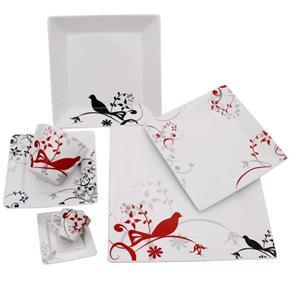 Aparelho de Jantar, Chá e Café Blu Exclusive Dreams de Porcelana Quadrado - 42 Peças