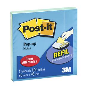 Bloco Refil 3M Post-it Pop-Up HB004088587 com 100 Folhas - 76x76 mm - Azul/Verde