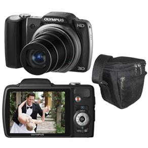 Câmera Digital Olympus SZ-10 Preta c/ 14 MP, Zoom Óptico 18x, LCD 3.0", Foto Panorâmica e Vídeos em HD (720p) + Bolsa p/ Câmera Stillo ST110 - Preta