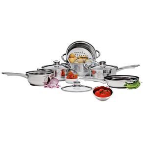 Conjunto de Panelas Richwell com Tampa de Vidro + Tigela em Aço Inox - 7 Peças