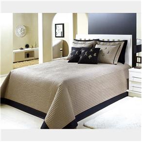 Kit Cama Casal Juma Oriente 150 Fios com 7 peças - Cáqui/Preto