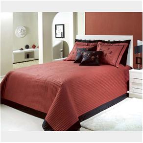 Kit Cama Casal Juma Oriente 150 Fios com 7 peças - Vermelho/Preto