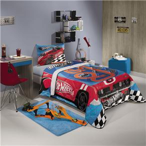 Edredom Infantil Lepper Hot Wheels - Azul/Laranja