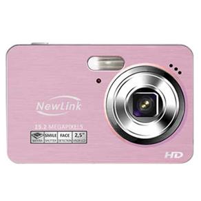 Câmera Digital NewLink HD Platinum CD109 Rosa c/ LCD 2,5”, 15,2MP, Vídeo HD 720p, Detector de Face e Sorriso