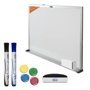 Kit Quadro Branco Magnético Tilibra 90X60 231746 - Com Pincéis, apagador e Marcadores Magnéticos  