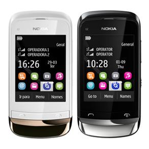 Celular Desbloqueado Nokia C2-06 Grafite Dual Chip c/Câmera 2MP,Cartão 2GB + Celular Desbloqueado Nokia C2-03 Branco/Dourado Dual Chip c/Câmera 2MP