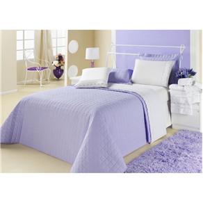 Jogo de cama Queen Juma Casualle 150 Fios - Branco/Lilás