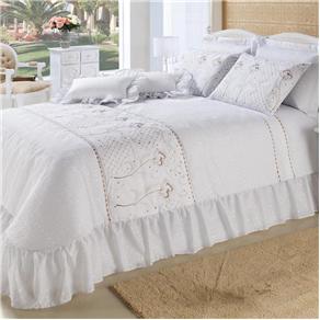 Kit Cama Queen Juma Cristal 150 Fios com 11 peças - Branco/Cáqui