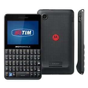 Celular Desbloqueado TIM Motorola Motokey Social EX225 Preto com QWERTY, Câmera 3MP, 3G, Wi-Fi, MP3, Rádio FM, Bluetooth, Touch Screen e Fone