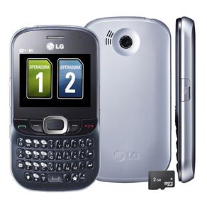 Celular Desbloqueado LG C375 Dark Blue QWERTY com Dual Chip, Câmera 2MP, MP3, Rádio FM, Bluetooth, Wi-Fi, Fone de Ouvido e Cartão 2GB