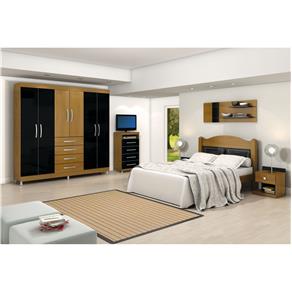 Guarda-Roupa Bartira Signus com 6 Portas e 4 Gavetas - Imbuia/Preto