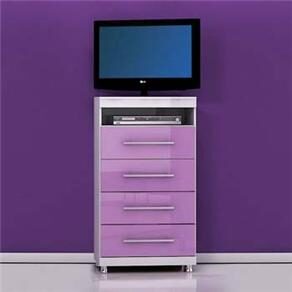 Cômoda Bartira Siena com 4 Gavetas com Espaço para TV e DVD - Branco/Lilás