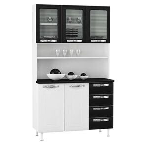 Cristaleira Colormaq Class Slim com 5 Portas e 4 Gavetas - Branco/Preto